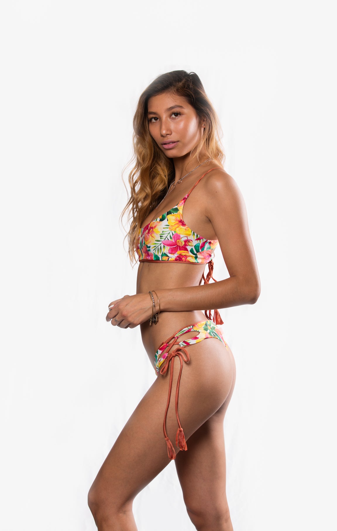 Teahu'poo Top Reversible Caramel/ Tahitian Botanical Jardin